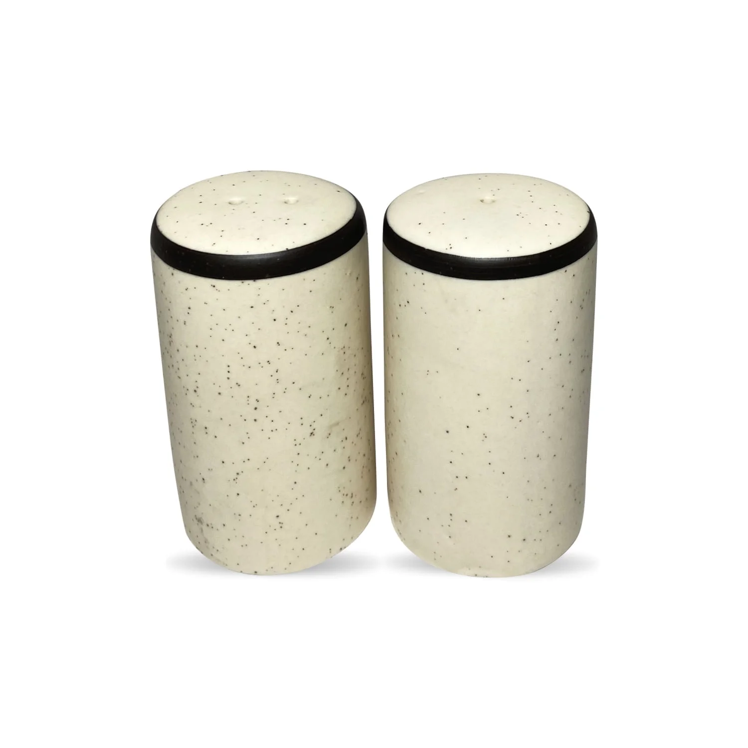 Black and White vials salt and pepper shaker set in matte stoneware.