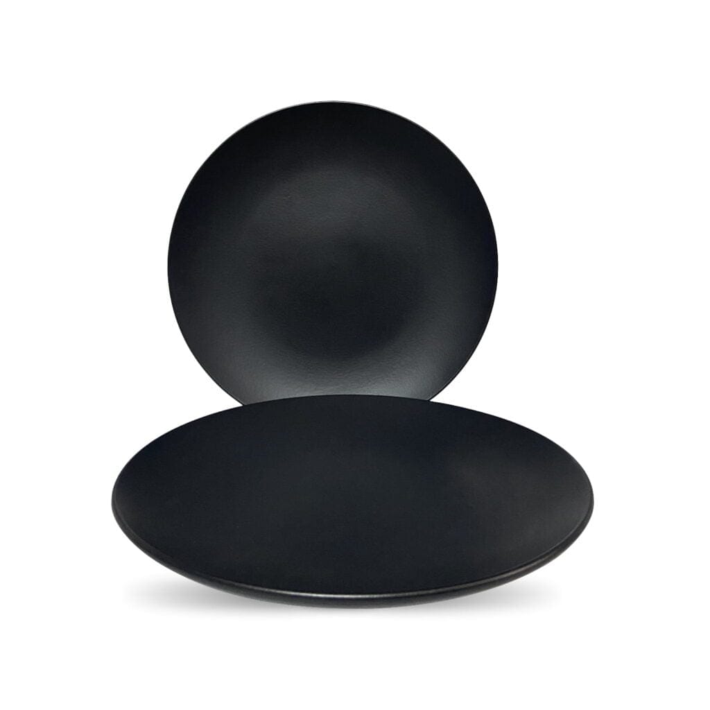 Chic Matte Black Ceramic 10.2Inchs Dinner Plates Set of 4 Ceramic Dining