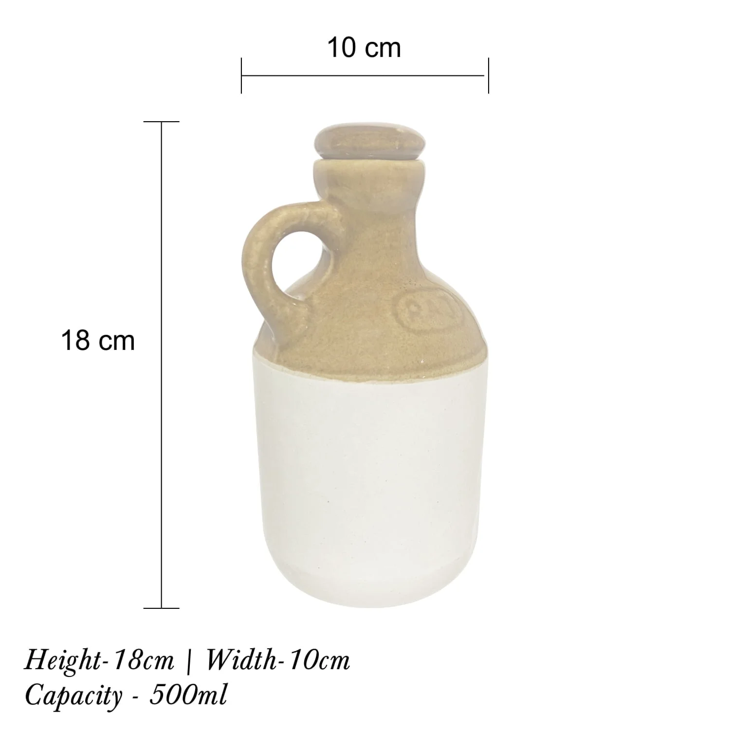 Desi Style Mustard Handmade Ceramic 500ml Oil Bottle - Image 4