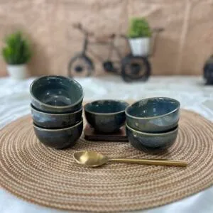 Emerald Green Glazed 100ml Dip Bowls - Set of 6