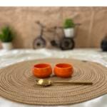 Glossy Orange Ceramic 50ml Dip Bowls - Set of 2