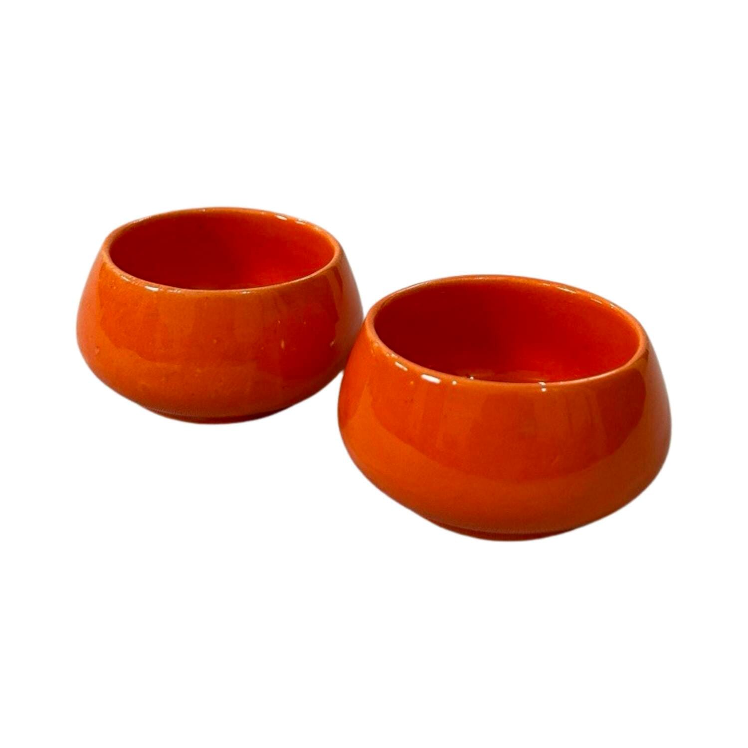 Glossy Orange Ceramic 50ml Dip Bowls - Set of 2 - Image 2