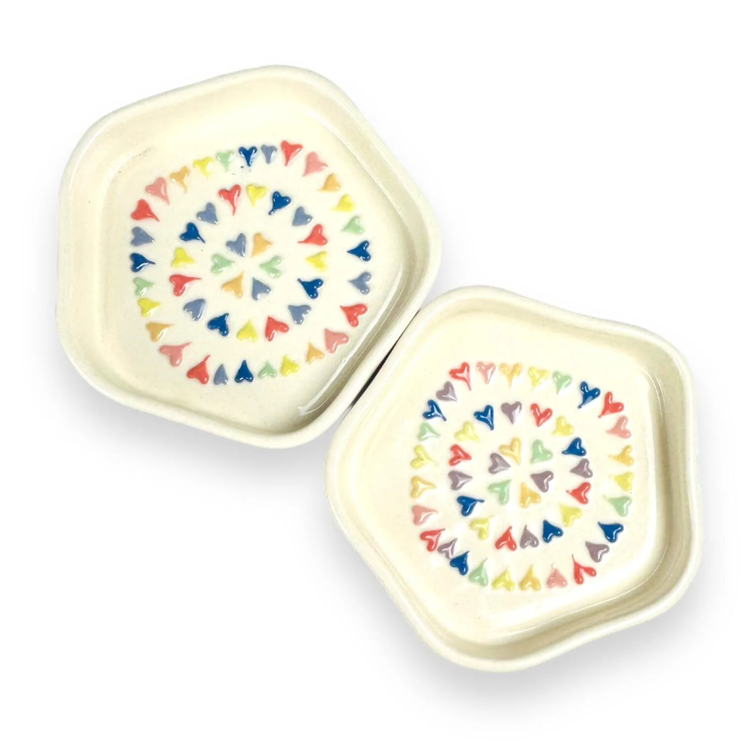 Multicolour 3D Heart Ceramic Dessert Plates- Set of 6 || Snack Plates || Side Plates - Image 2
