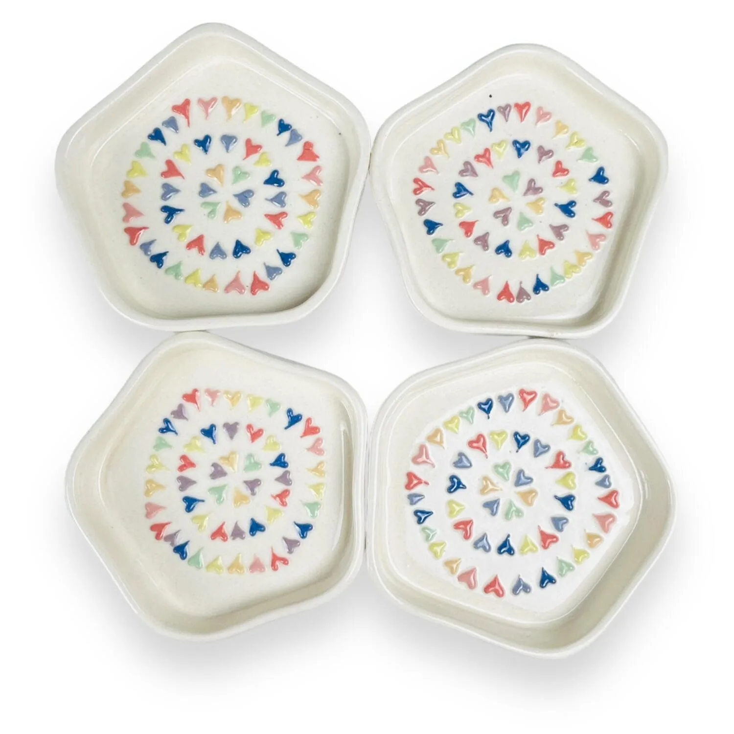 Multicolour 3D Heart Ceramic Dessert Plates- Set of 6 || Snack Plates || Side Plates - Image 3